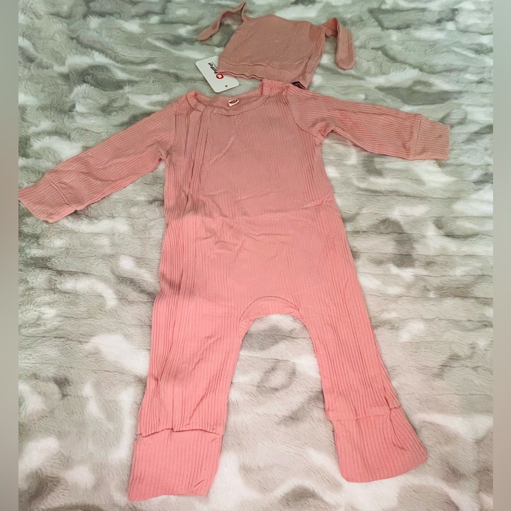 Charming Pink Kids Footie with Hat